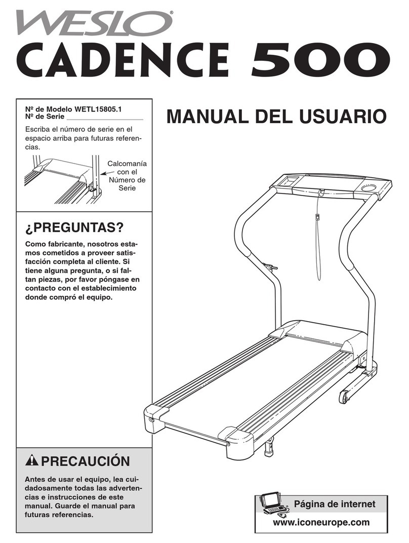 Weslo Cadence 500 Treadmill Manual Del Usuario
