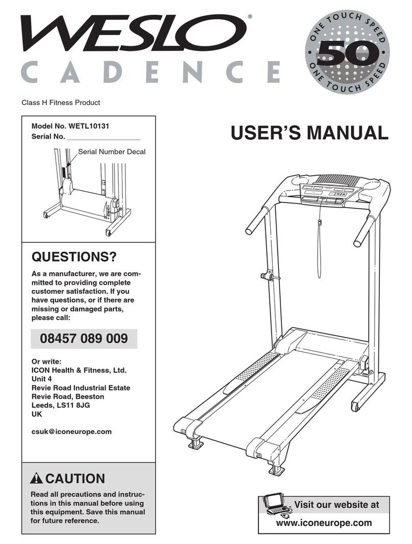 Weslo Cadence 5.0 Treadmill user manual