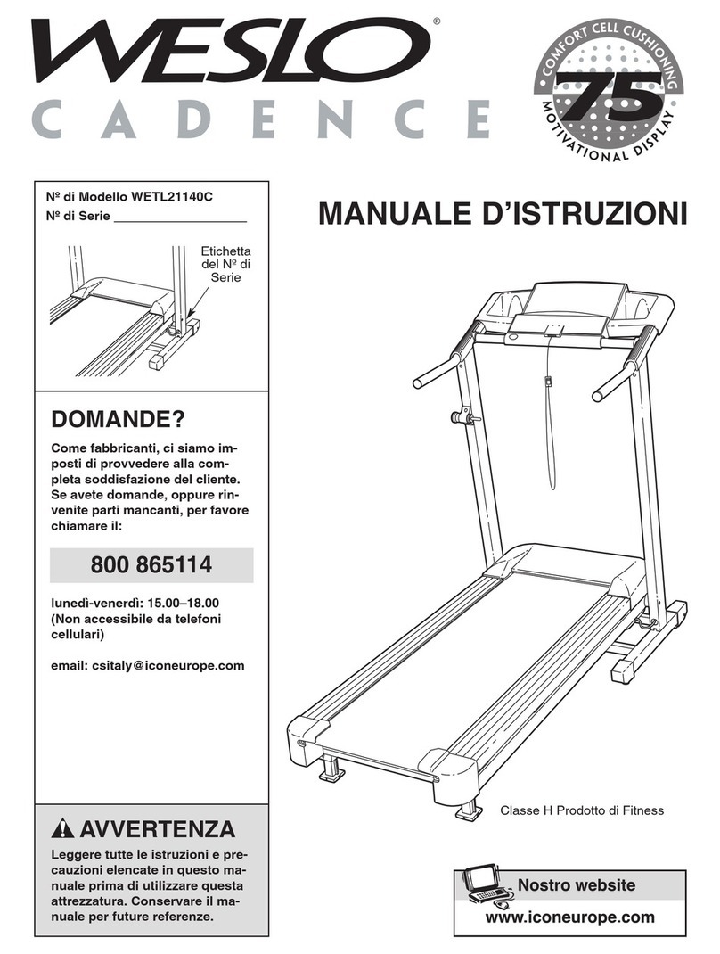 Weslo Cadence 75 Treadmill Operating and maintenance manual