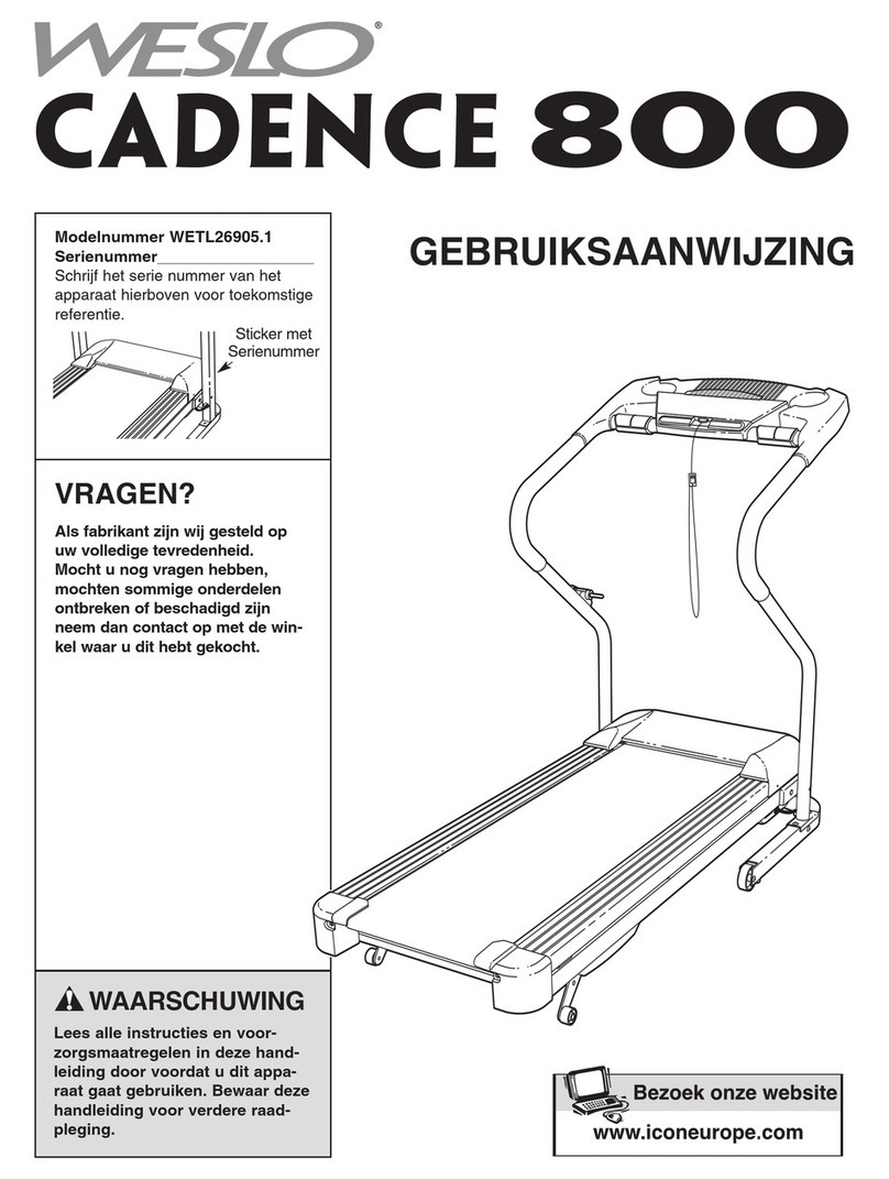 Weslo Cadence 800 Treadmill Gebruiksaanwijzing Weslo Cadence 800 Treadmill Gebruiksaanwijzing
