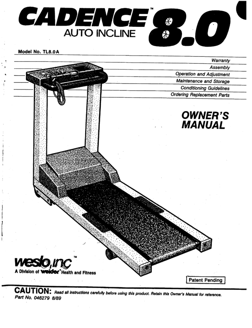 Weslo Cadence 8.0a Treadmill User manual