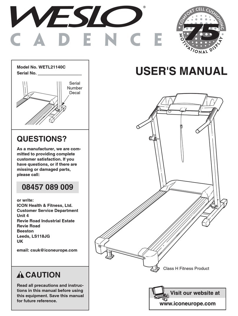 Weslo Cadence 75 Treadmill User manual