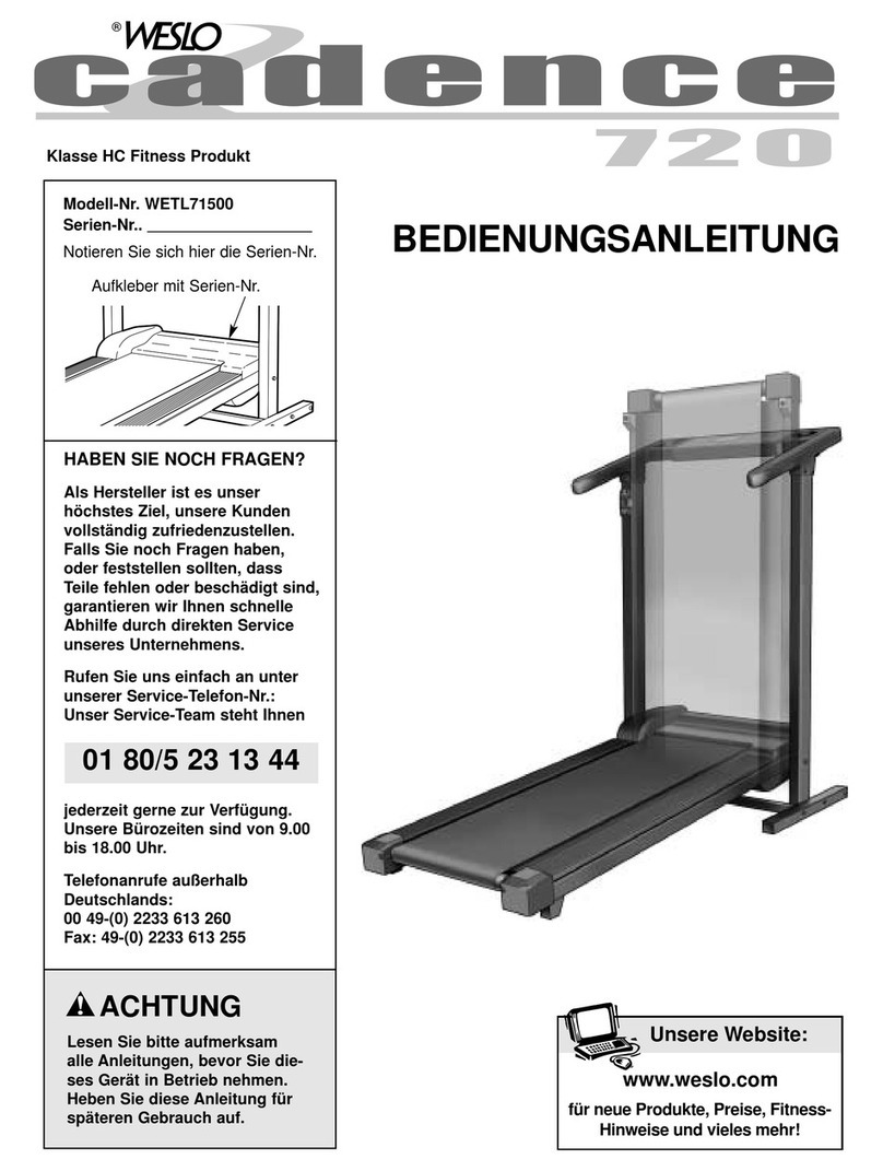 Weslo Cadence 720 Quick start guide