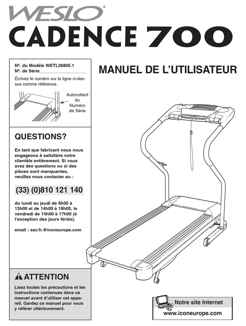 Weslo Cadence 700 Treadmill User manual