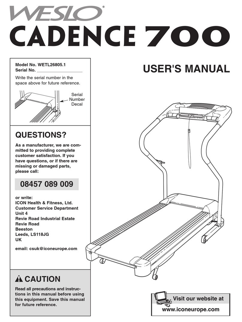 Weslo Cadence 700 Treadmill user manual