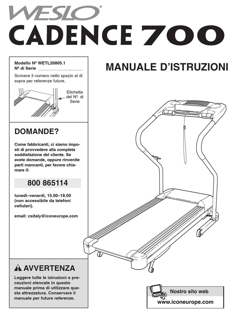 Weslo Cadence 700 Treadmill Manuale d'istruzioni