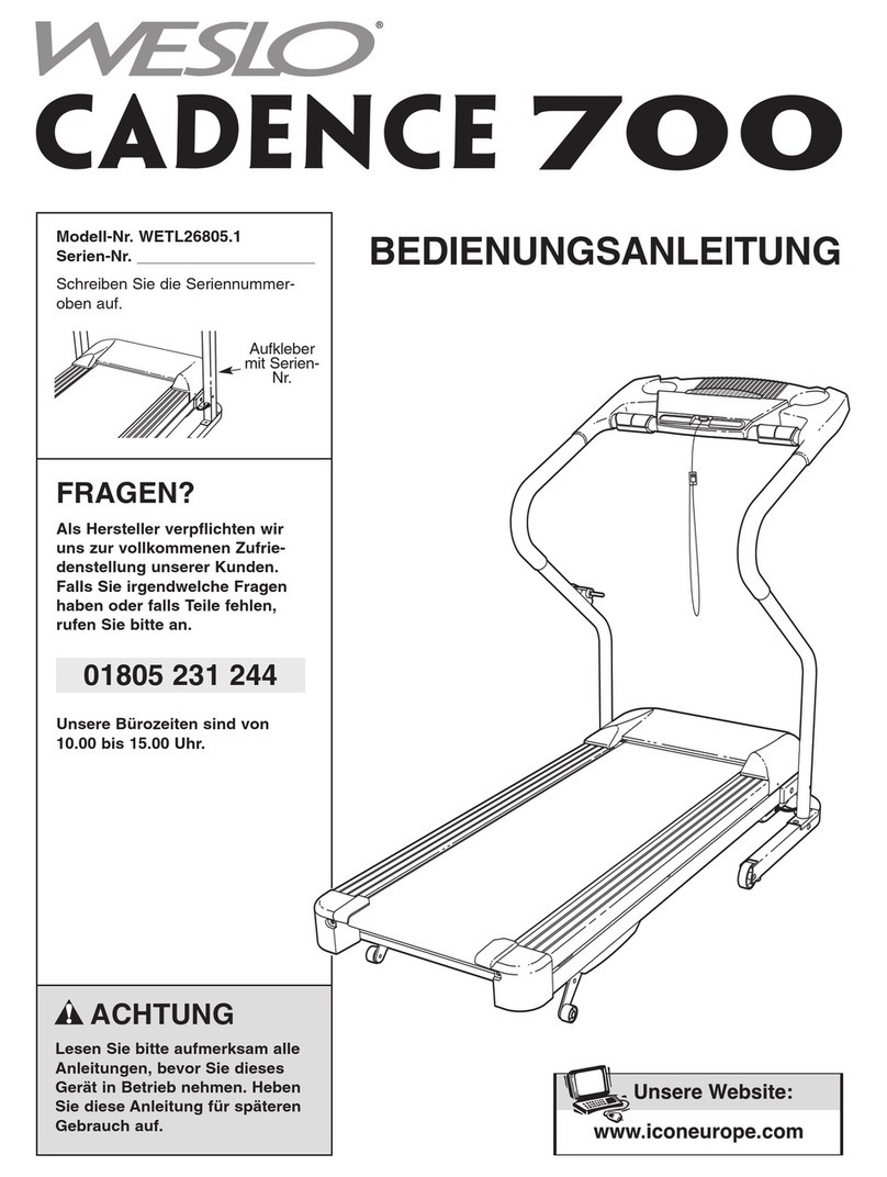 Weslo Cadence 700 Treadmill Bedienungsanleitung