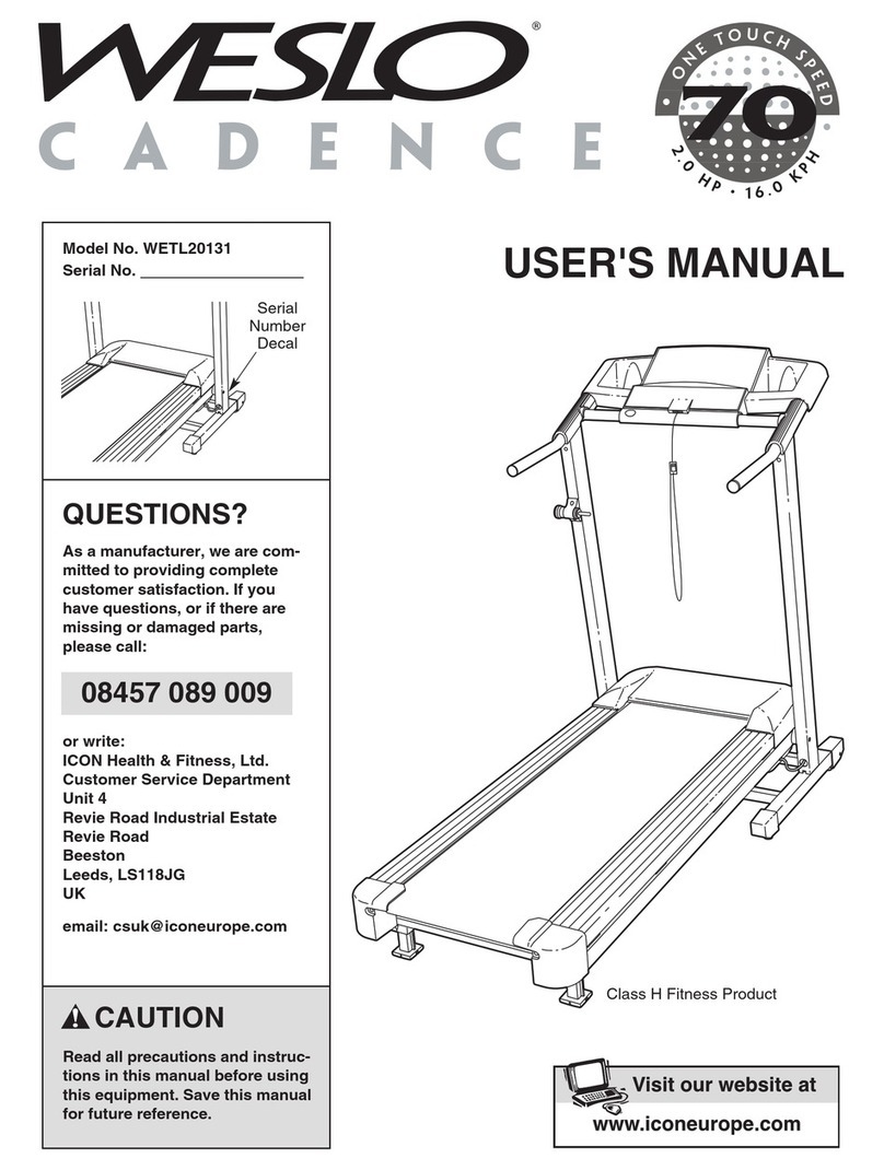 Weslo Cadence 70 Treadmill user manual