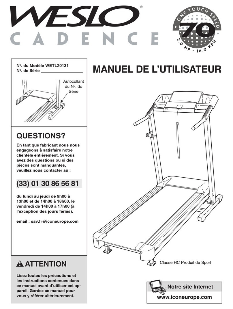 Weslo Cadence 70 Treadmill Manuel de l'utilisateur