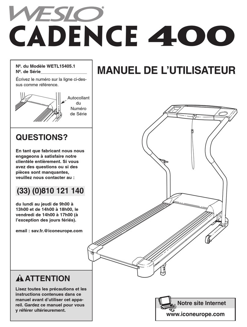 Weslo Cadence 400 Treadmill User manual