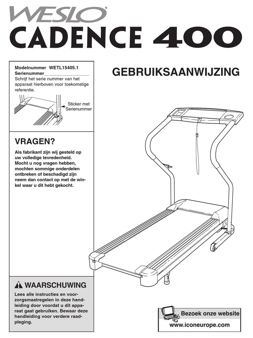 Weslo Cadence 400 Treadmill Gebruiksaanwijzing
