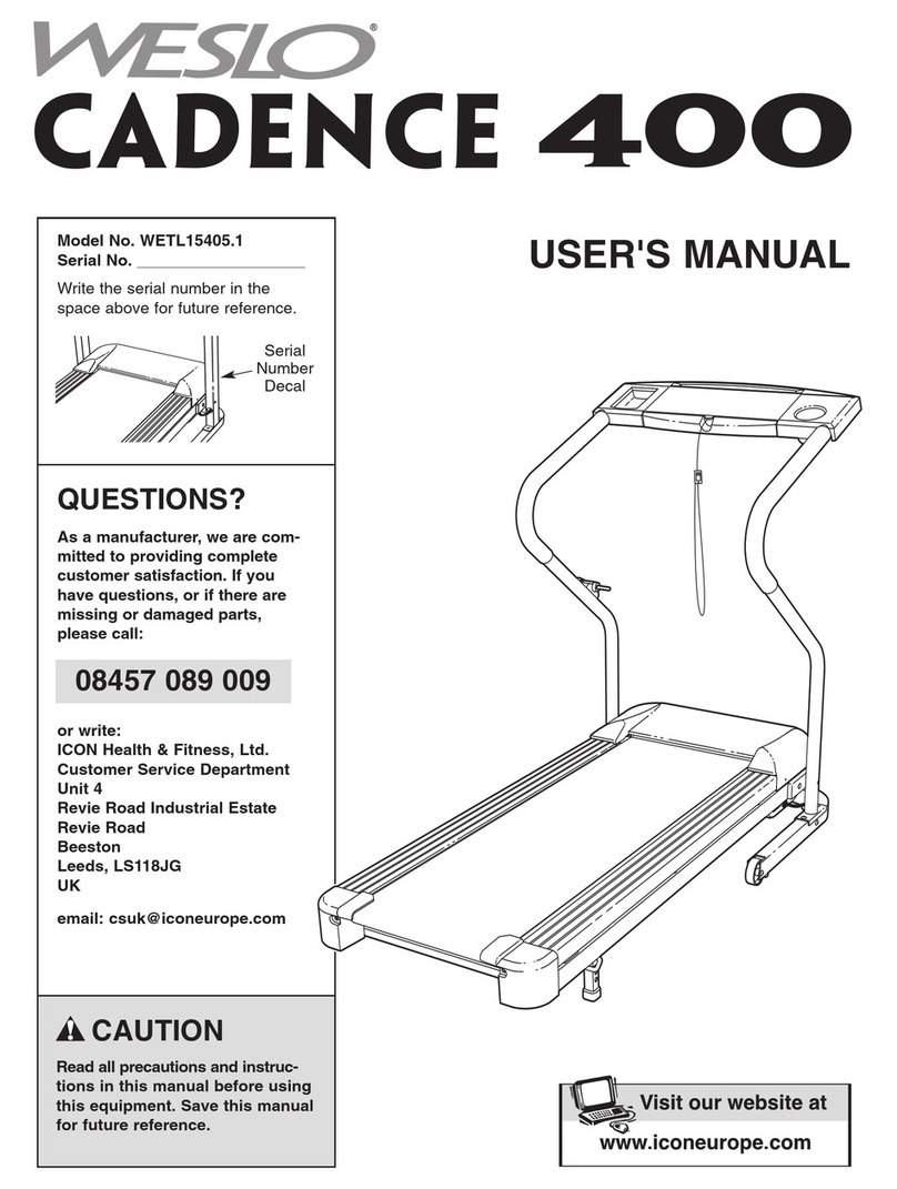 Weslo Cadence 400 Treadmill User manual