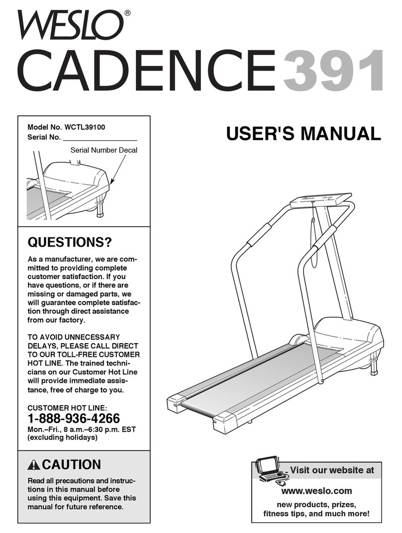 Weslo Cadence 391 Treadmill User manual