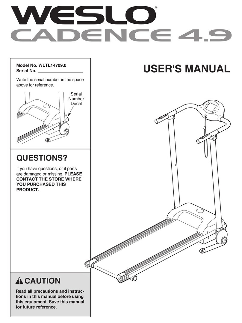 Weslo Cadence 4.9 Ery Treadmill User manual