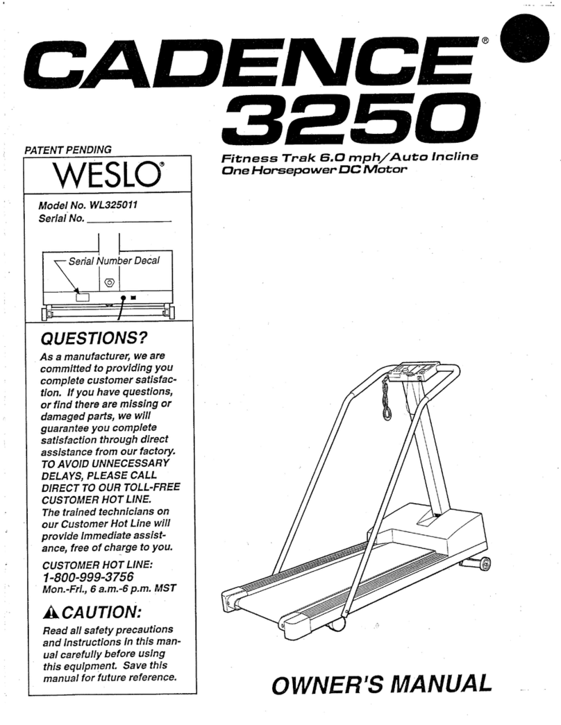 Weslo Cadence 3250 User manual