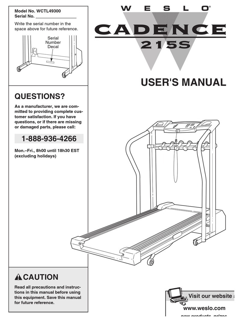 Weslo Cadence 215s Treadmill user manual