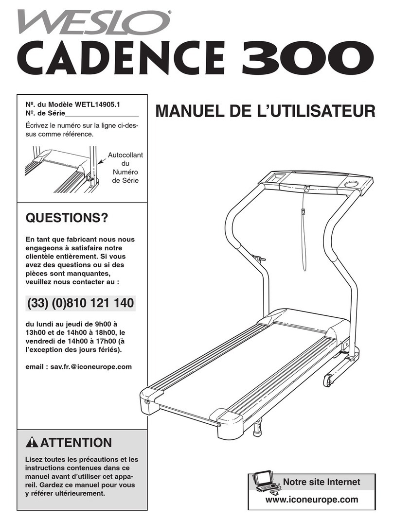 Weslo Cadence 300 Treadmill User manual