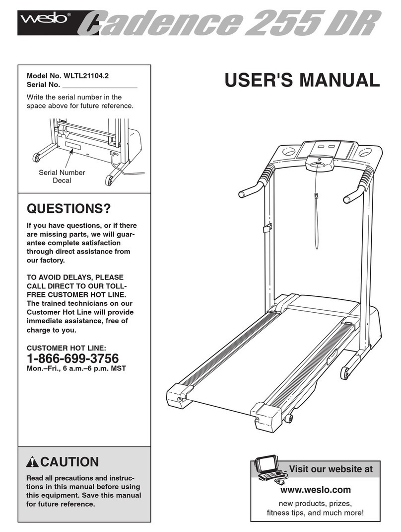 Weslo Cadence 255 Dr Treadmill User manual