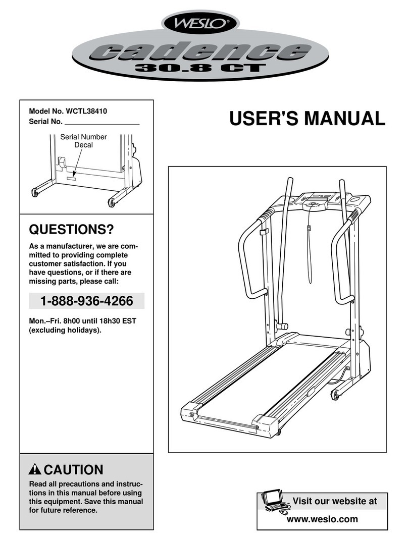 Weslo Cadence 30.8 Treadmill user manual