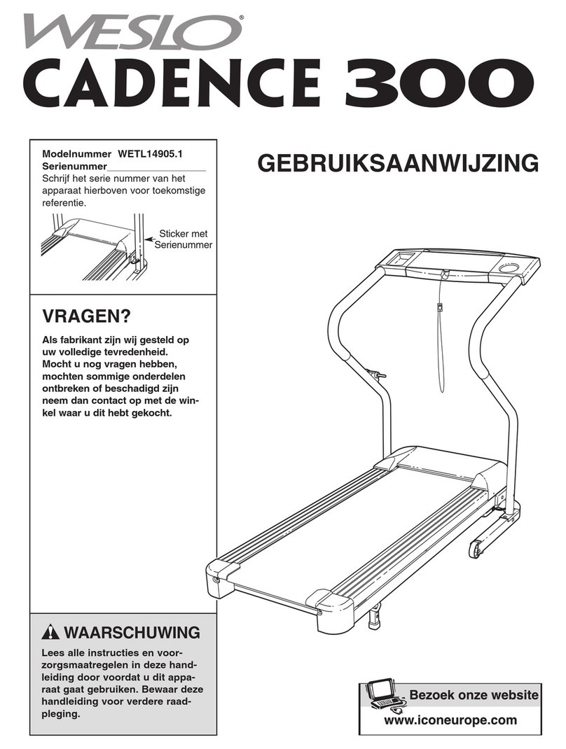 Weslo Cadence 300 Treadmill System manual