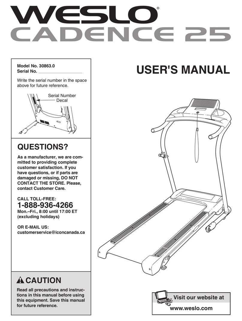 Weslo Cadence 25 Treadmill User manual