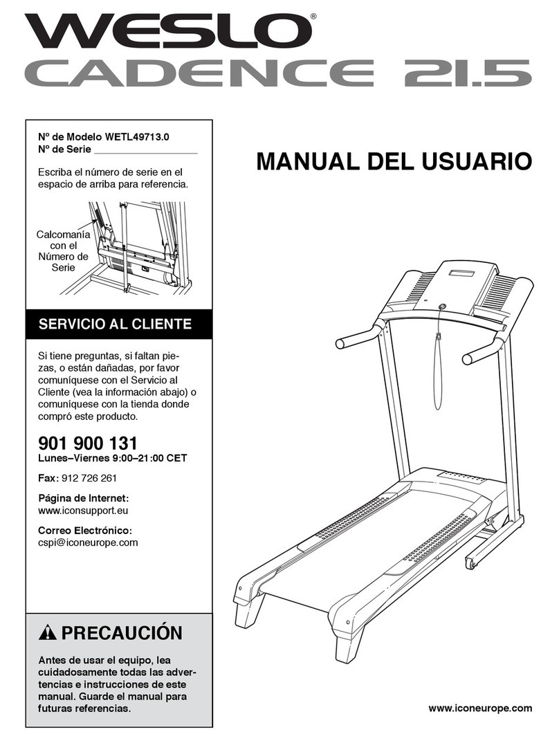 Weslo Cadence 21.5 Treadmill User guide