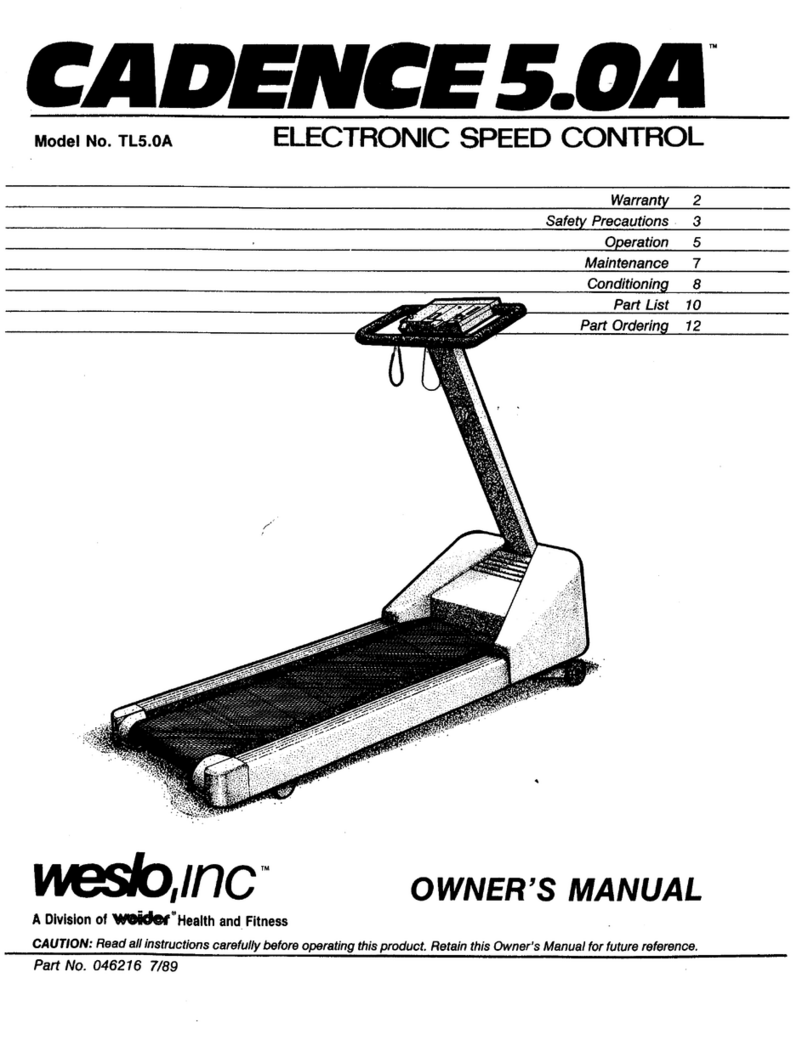Weslo Cadence 5.0a Treadmill User manual
