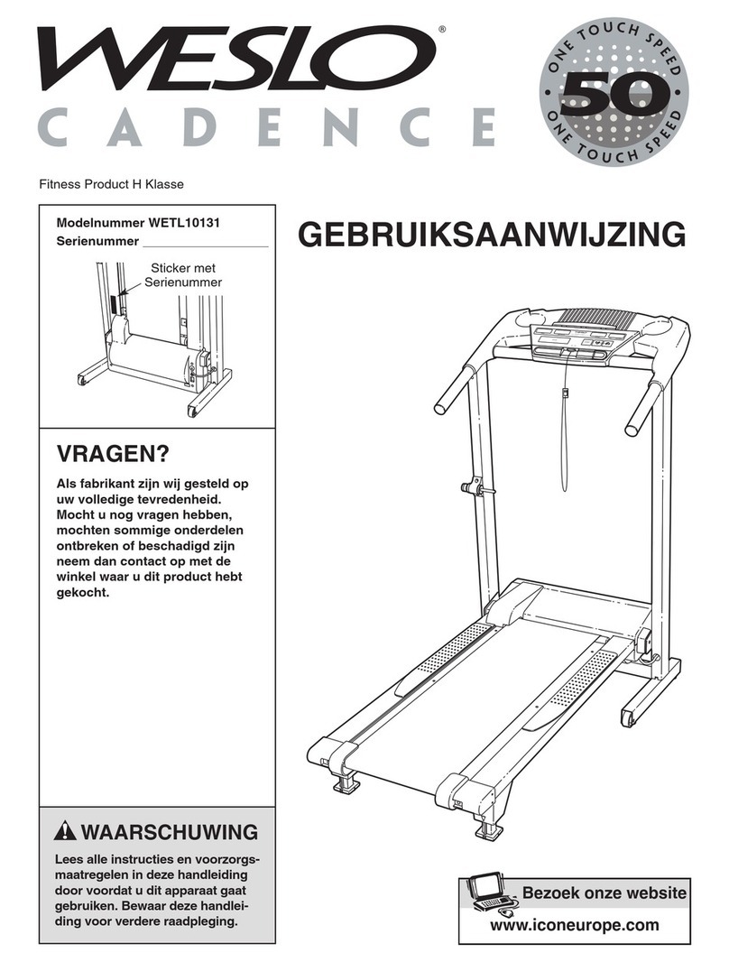 Weslo Cadence 5.0 Treadmill Gebruiksaanwijzing