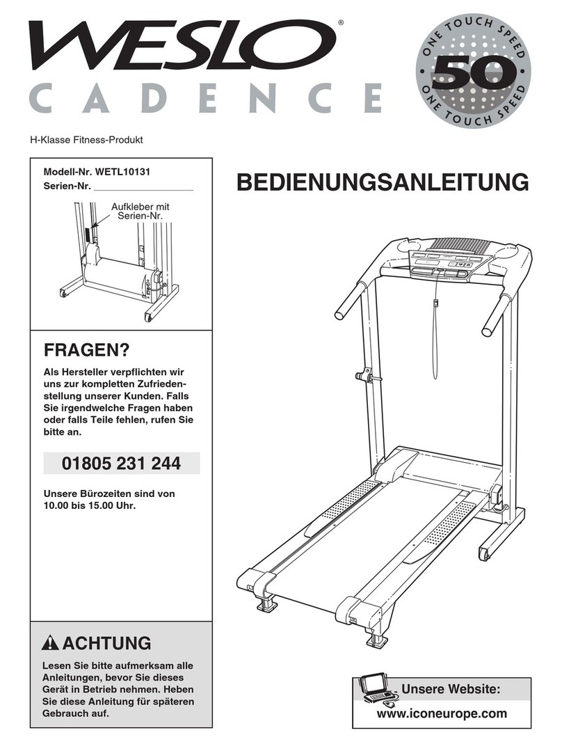 Weslo Cadence 5.0 Treadmill Quick start guide Weslo Cadence 5.0 Treadmill Quick start guide