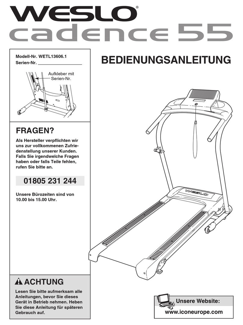 Weslo Cadence 450v Treadmill Quick start guide Weslo Cadence 450v Treadmill Quick start guide