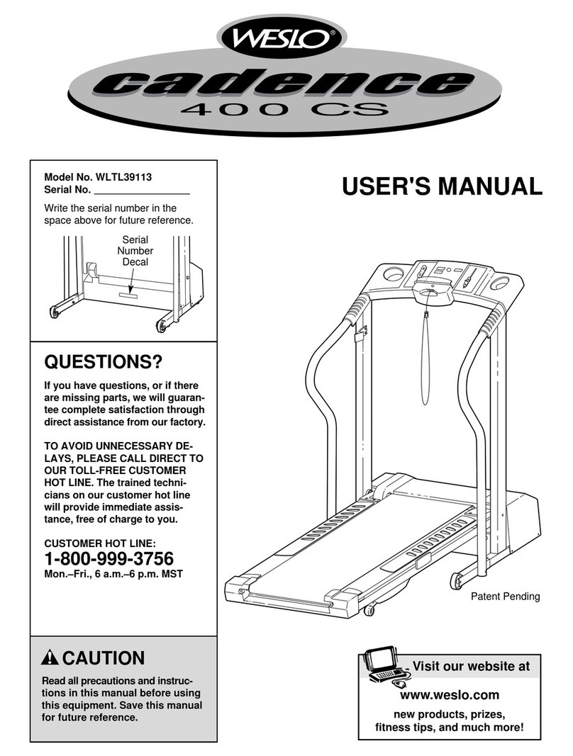 Weslo Cadence 400cs Treadmill user manual