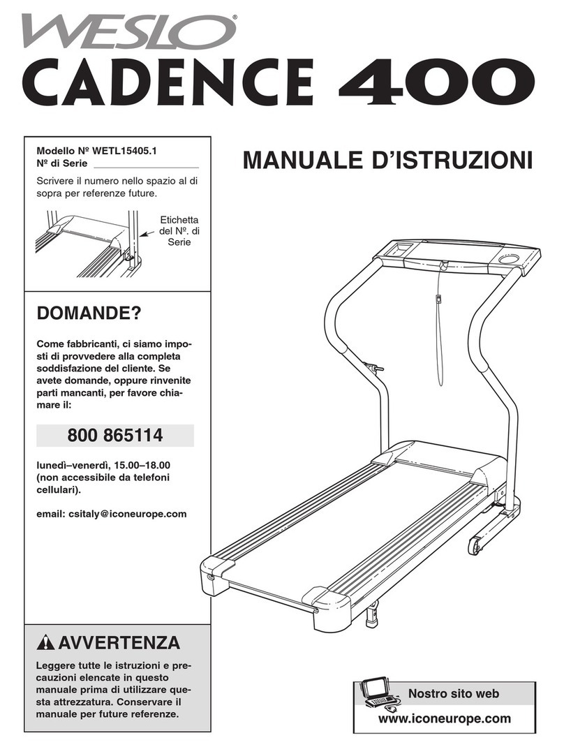 Weslo Cadence 400 Treadmill Manuale d'istruzioni