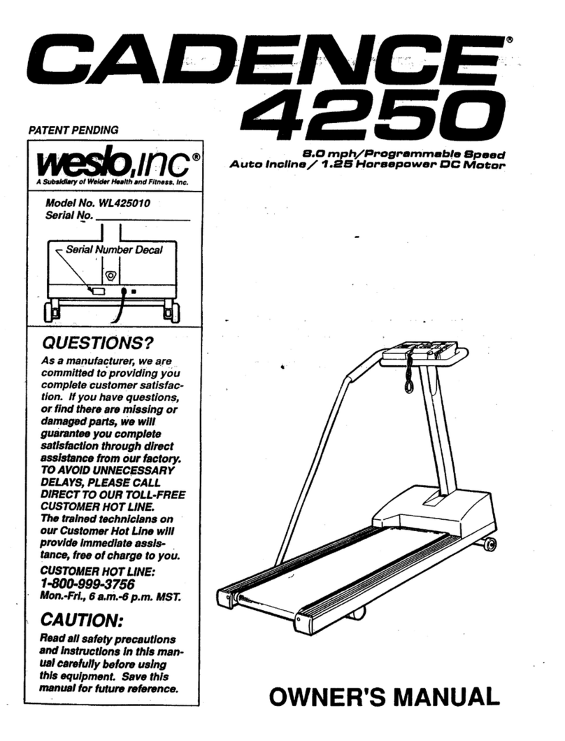 Weslo Cadence 4250 For Japan manual