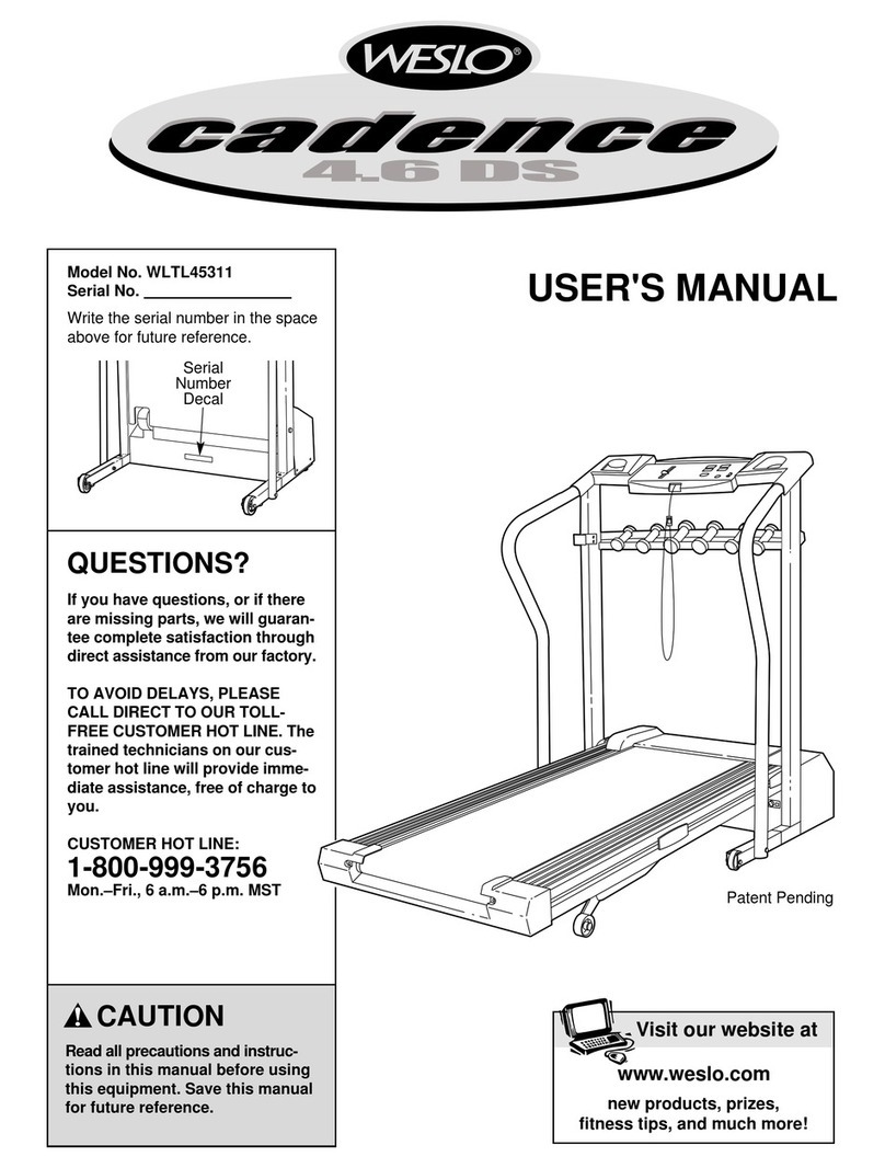 Weslo Cadence 4.6 Ds Treadmill User manual