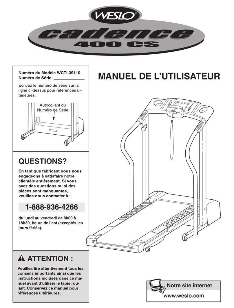 Weslo Cadence 400cs Treadmill Manuel de l'utilisateur