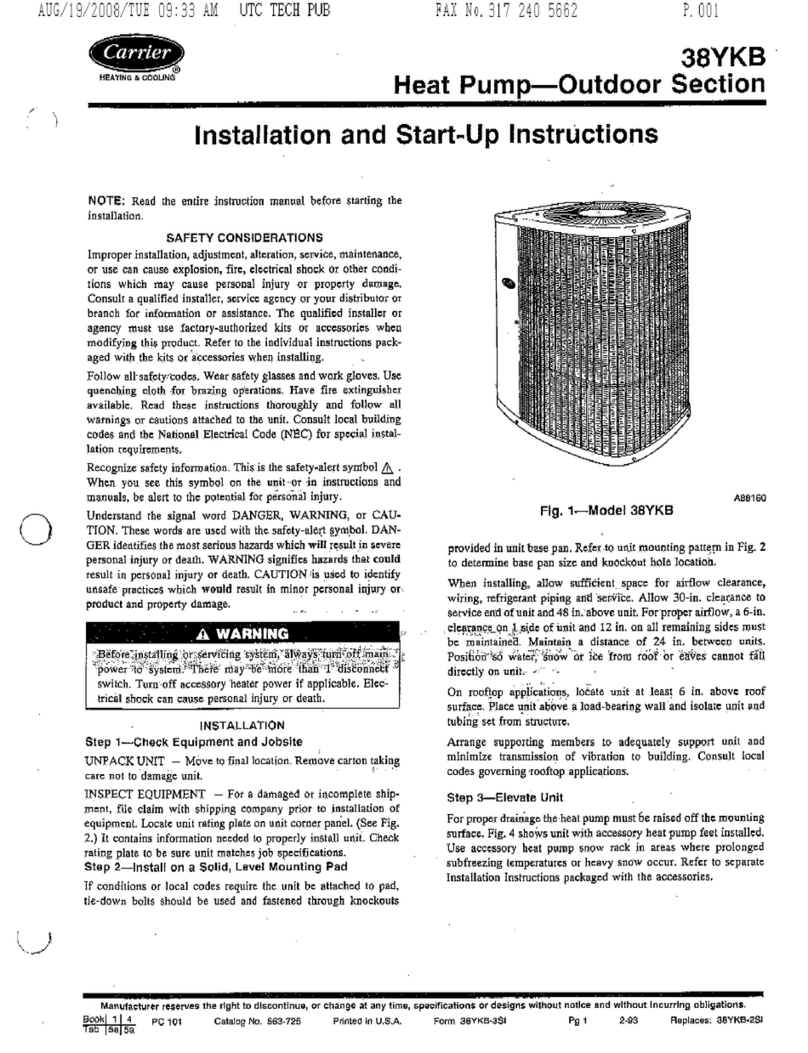 Carrier 38YKB Installation and start-up instructions