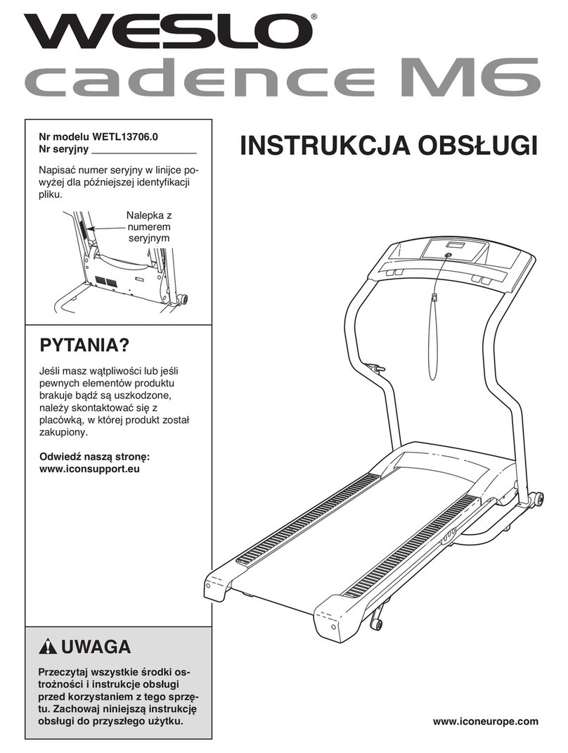 Weslo Cadence M6 Elliptical Instrukcja obsŁugi