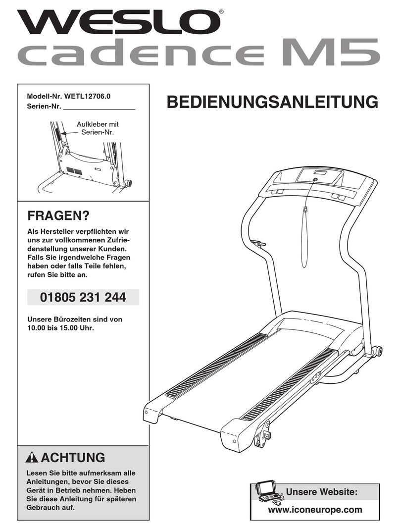 Weslo Cadence M5 Treadmill Bedienungsanleitung Weslo Cadence M5 Treadmill Bedienungsanleitung