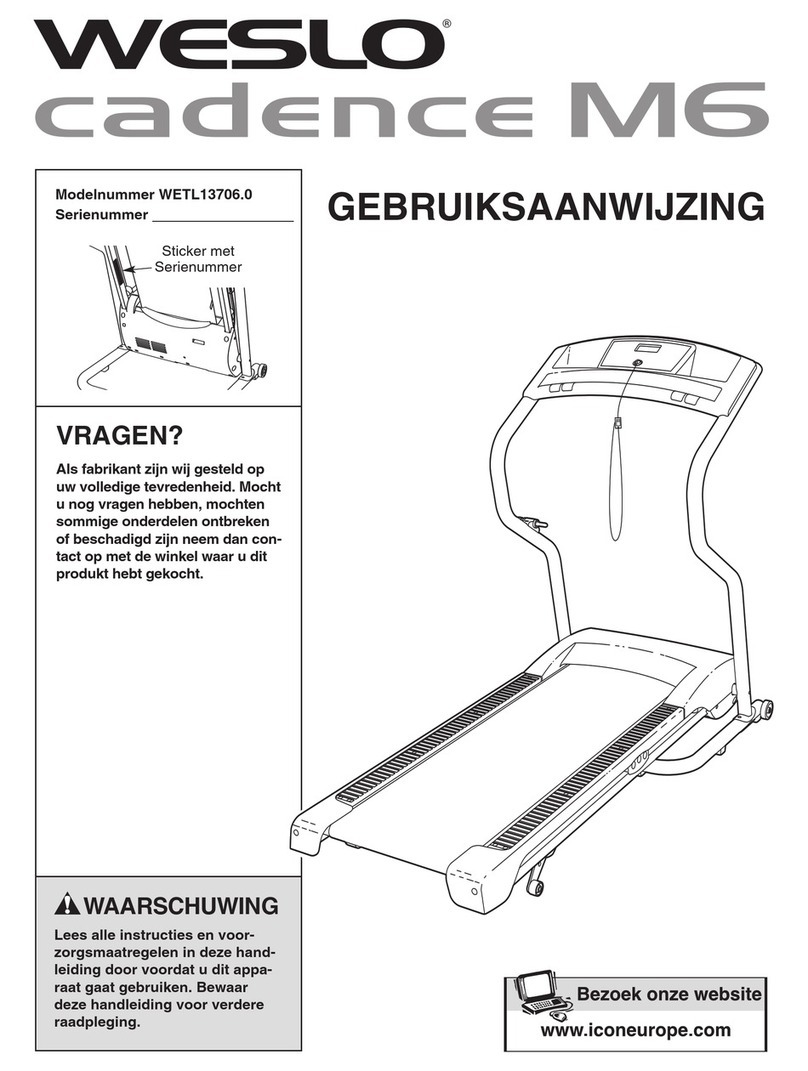 Weslo Cadence M6 Elliptical Gebruiksaanwijzing