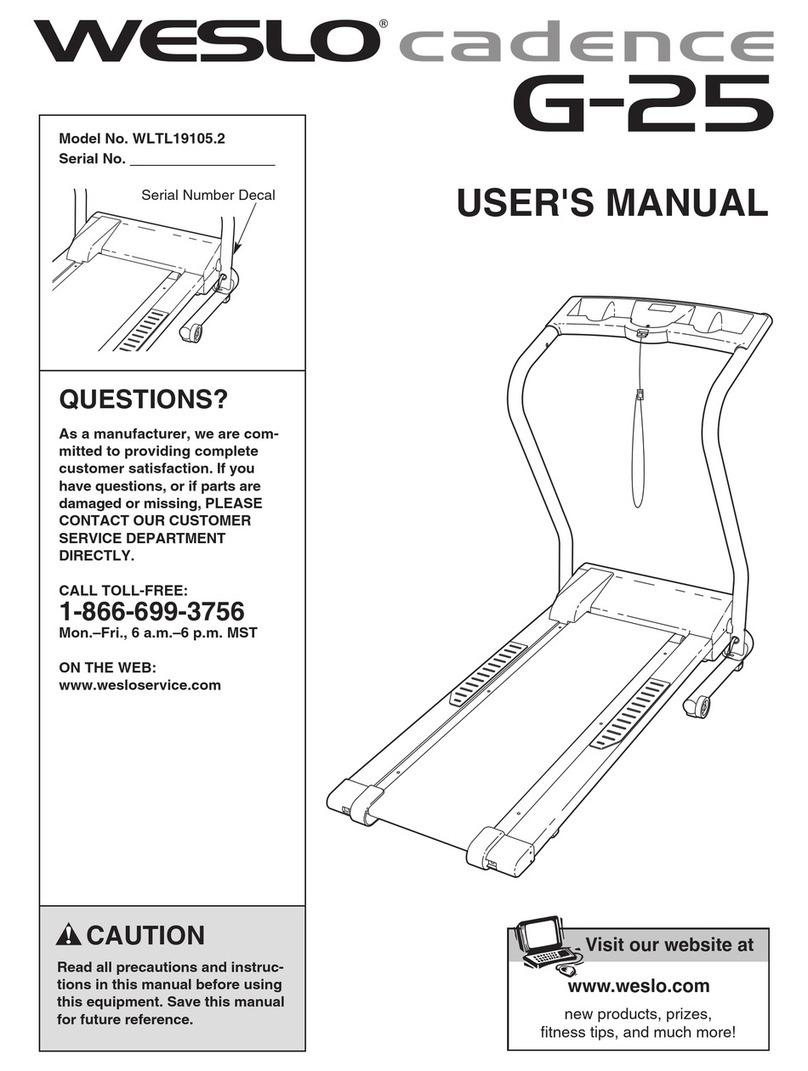 Weslo Cadence G25 Treadmill User manual