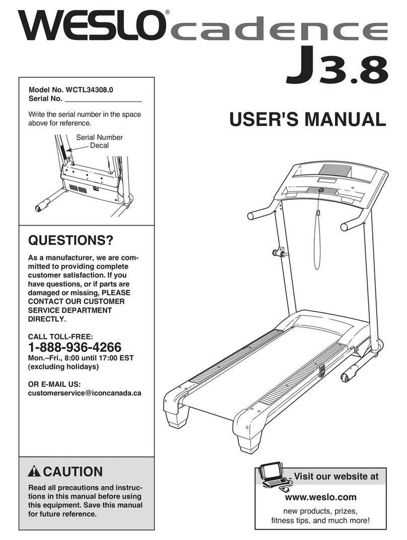 Weslo Cadence J3.8 Treadmill User manual