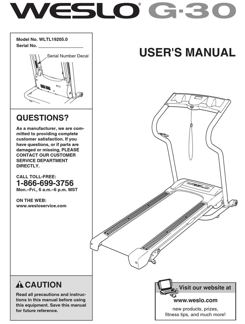 Weslo Cadence G25 Treadmill user manual