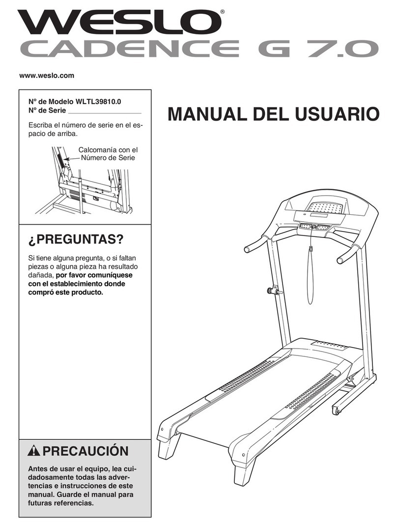 Weslo Cadence G 7.0 Cwl Treadmill Manual Del Usuario
