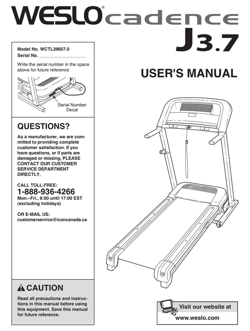 Weslo Cadence J3.7 Treadmill User manual
