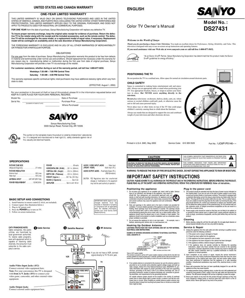 Sanyo DS27431 User manual Sanyo DS27431 User manual