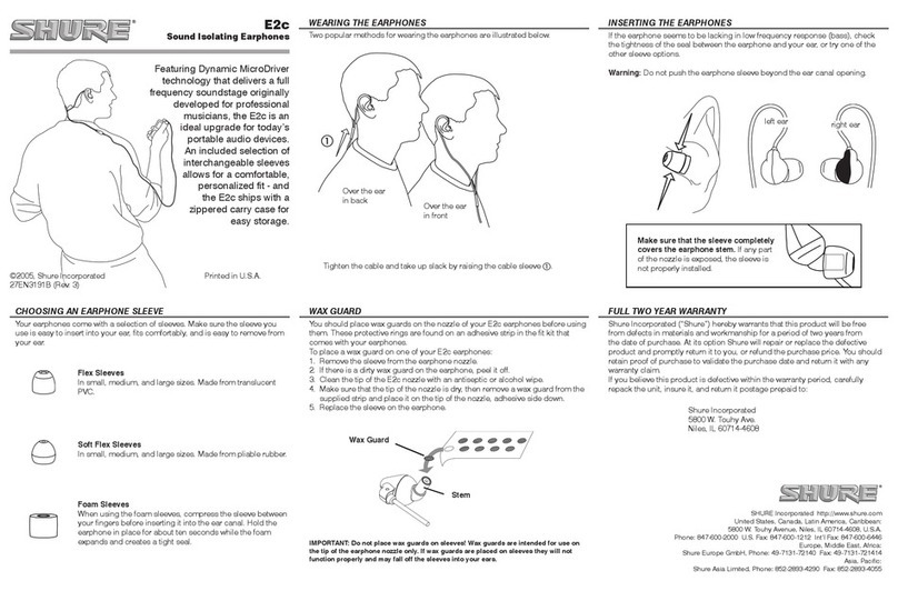 Shure E2c User manual