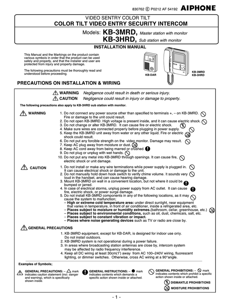 Aiphone KB-3MRD User manual Aiphone KB-3MRD User manual