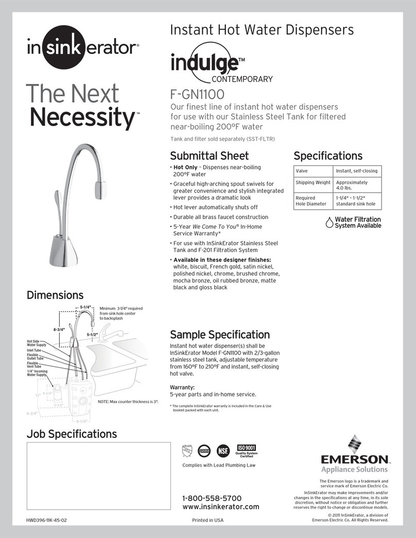 InSinkErator Indulge Contemporary F-GN1100 Specifications