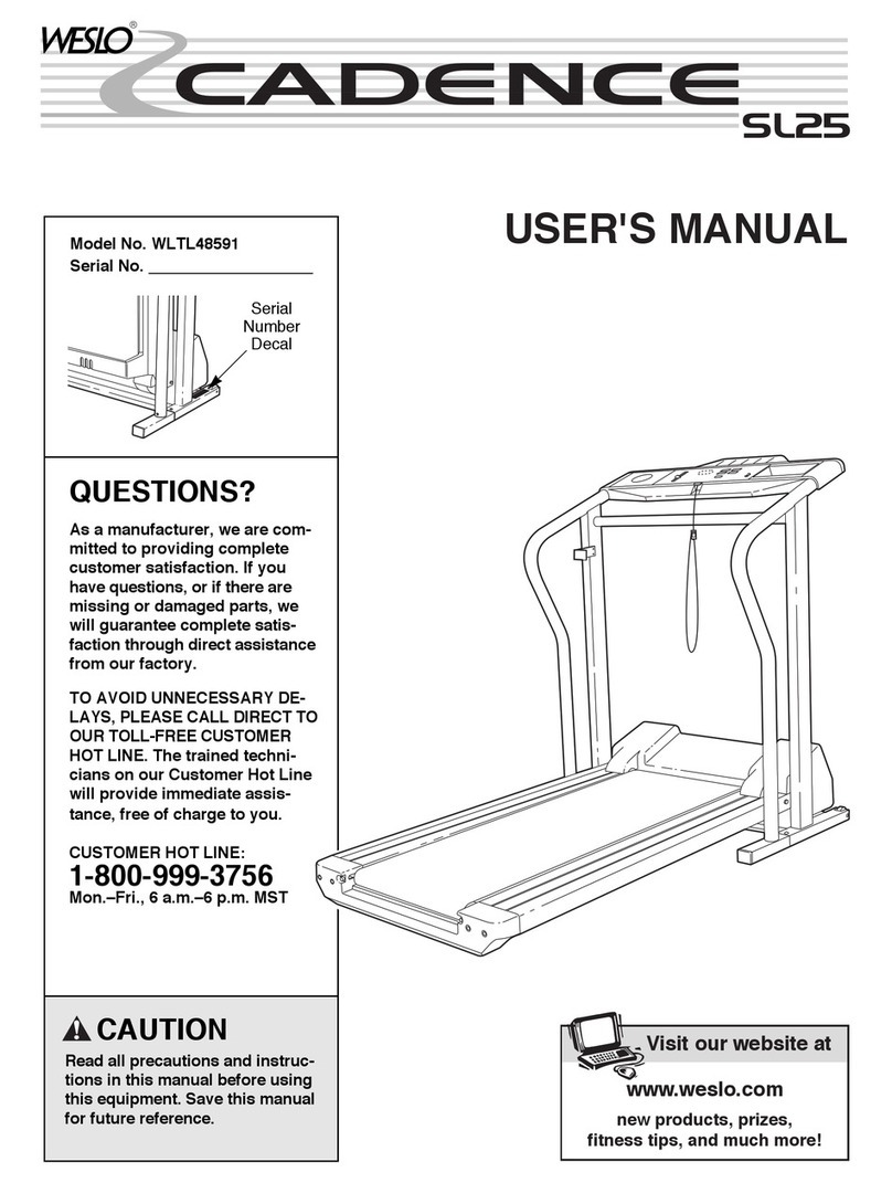 Weslo Cadence Sl25 user manual
