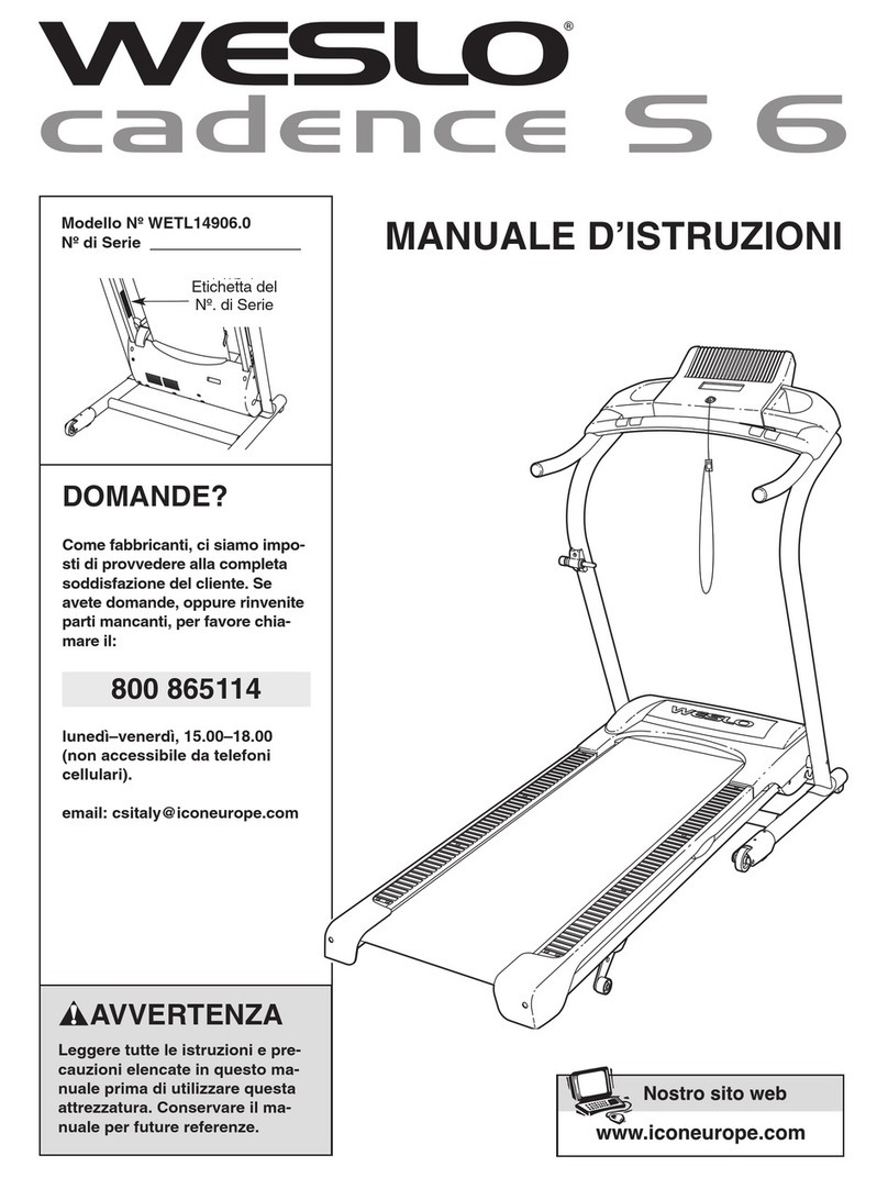 Weslo Cadence S6 Treadmill Manuale d'istruzioni
